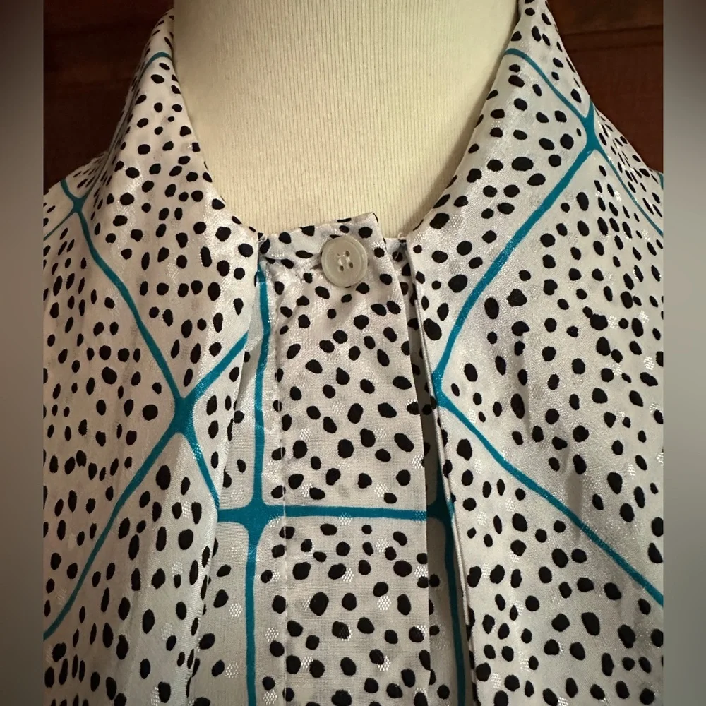 VINTAGE Alfred Dunner Pussybow Graphic Blouse Sz S/M - Picture 9 of 10